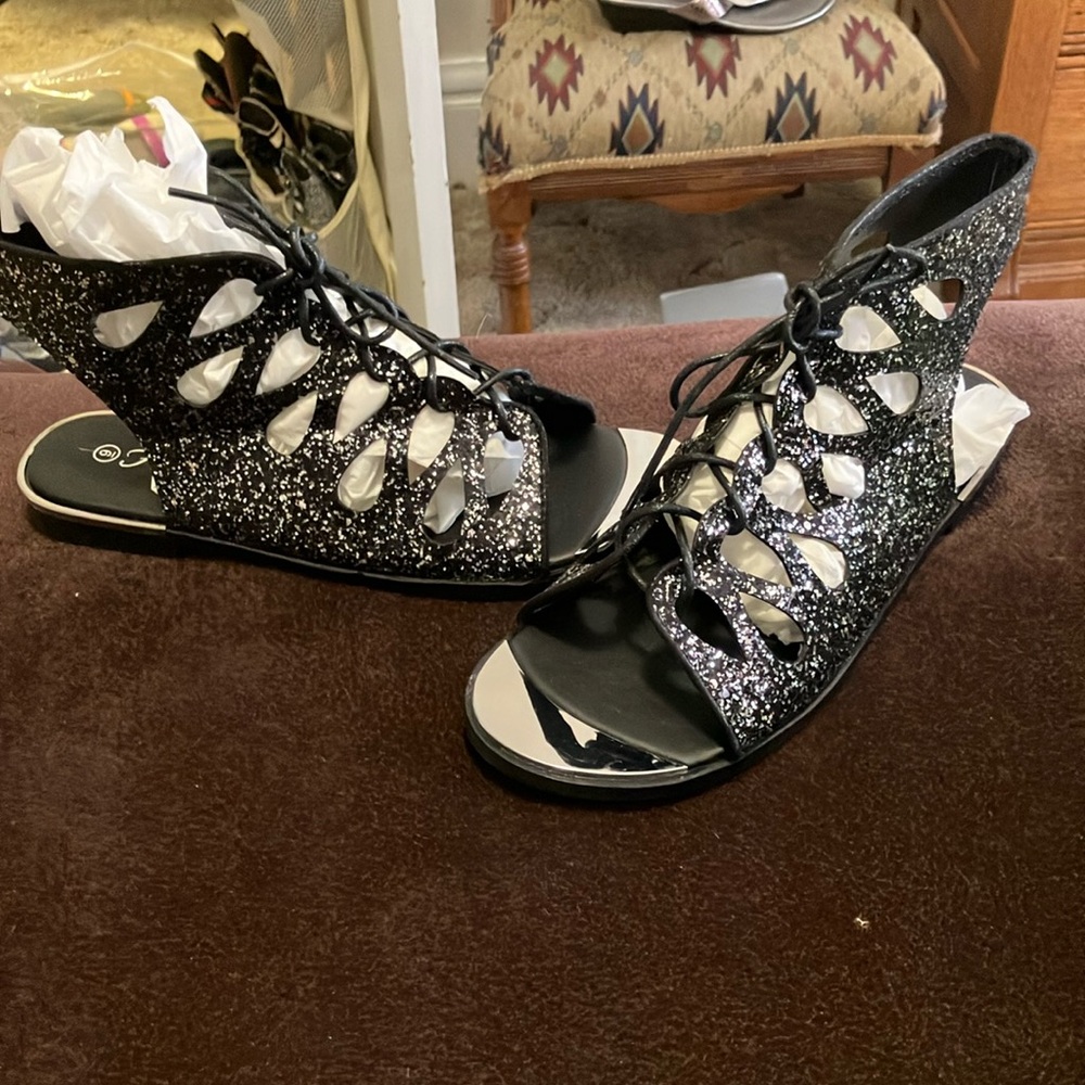 Black Glitter Women's Sandals